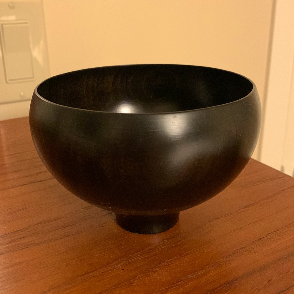 Hand Turned Wood Bowl with Black Stain Made in Japan